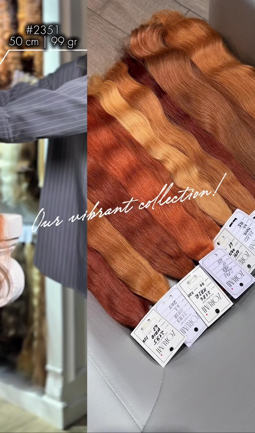 Pacchetto capelli naturali dalla collezione attuale di ZORUMI, filmato alla luce del giorno. Lunghezza, peso e tonalità vengono confermati per iscritto, non dal video.