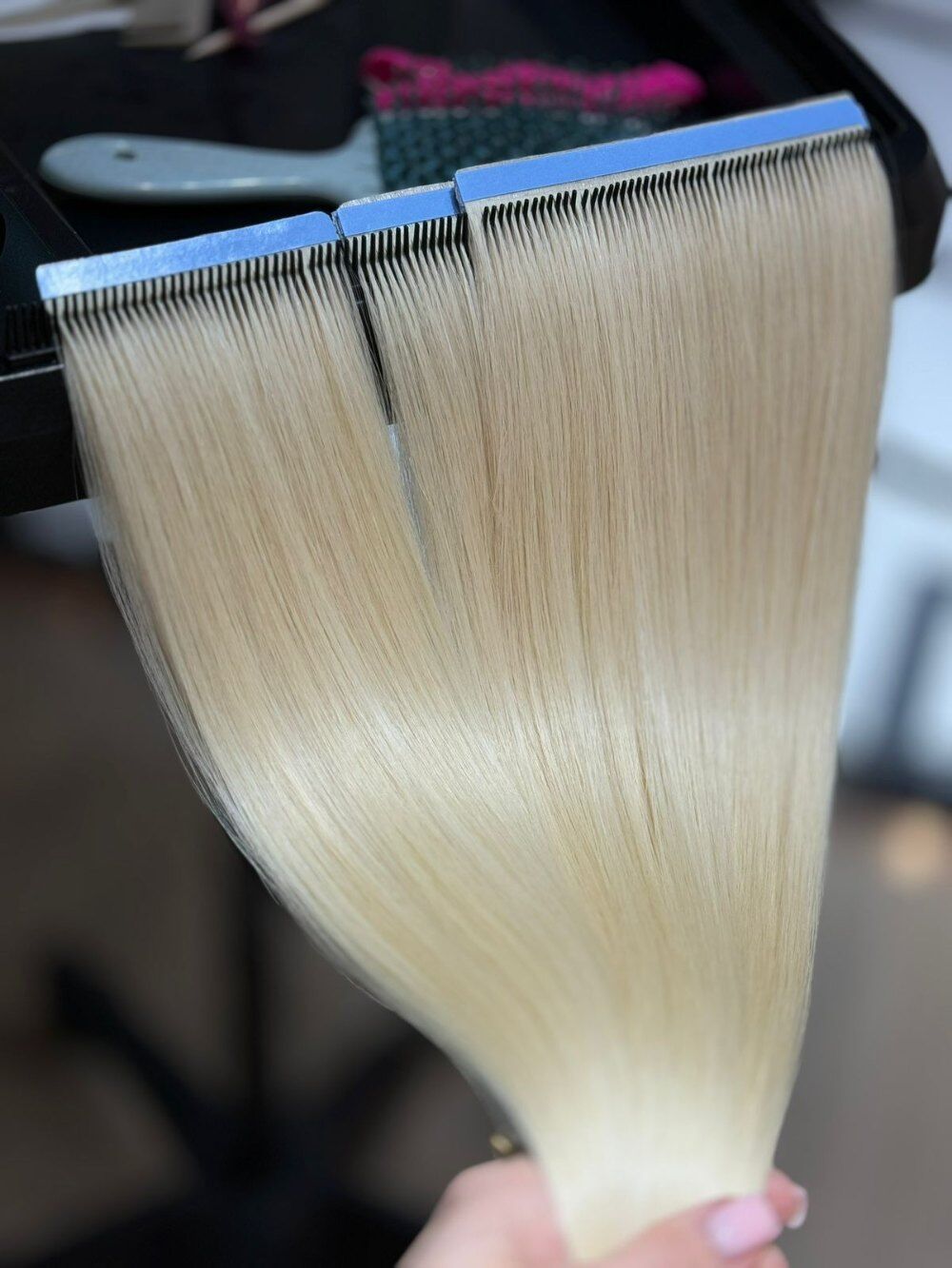 Blonde Bio Tape hair extension sections